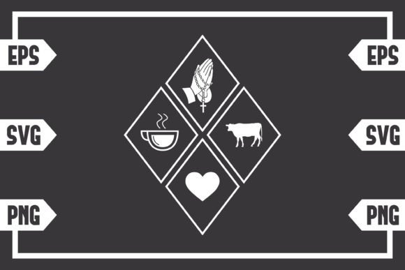 Coffee Jesus Heart and Cow Crafts Graphics
